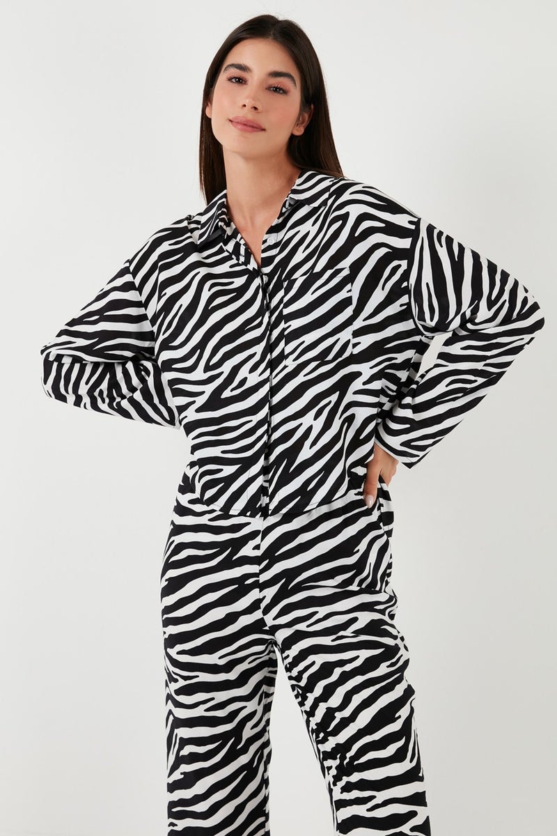Lela Patterned Comfortable Cut Wide Leg Summer Pajama Set Women's Pajama Set 6110014  - Image 4