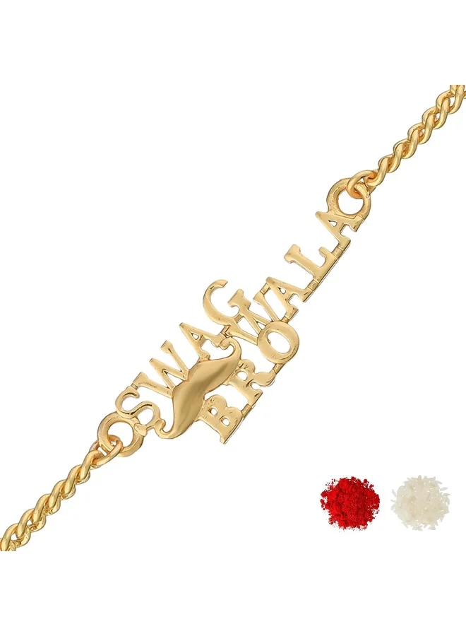 VOYLLA Swag Wala Bro Gold Tone Style Rakhi Bracelet