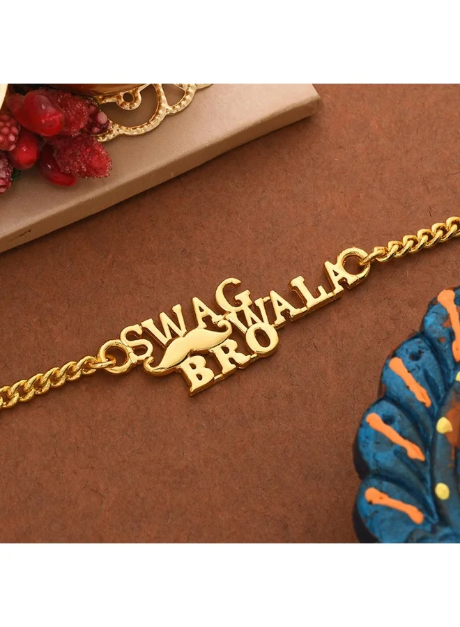 VOYLLA Swag Wala Bro Gold Tone Style Rakhi Bracelet