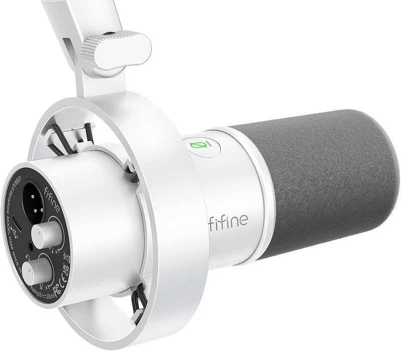 FIFINE Studio XLR Dynamic Microphone, USB PC Podcast Microphone for Streaming Recording, XLR/USB Vocal Mic with Tap-to-Mute, Gain Knob, Headphones Monitoring-Amplitank K688 White - Image 1