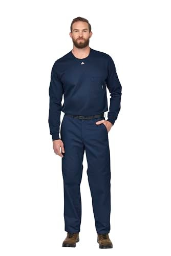 Bulwark FR Bulwark Men's Flame Resistant 9 oz Twill Cotton Work Pant, Navy, 35W x 30L - Image 1