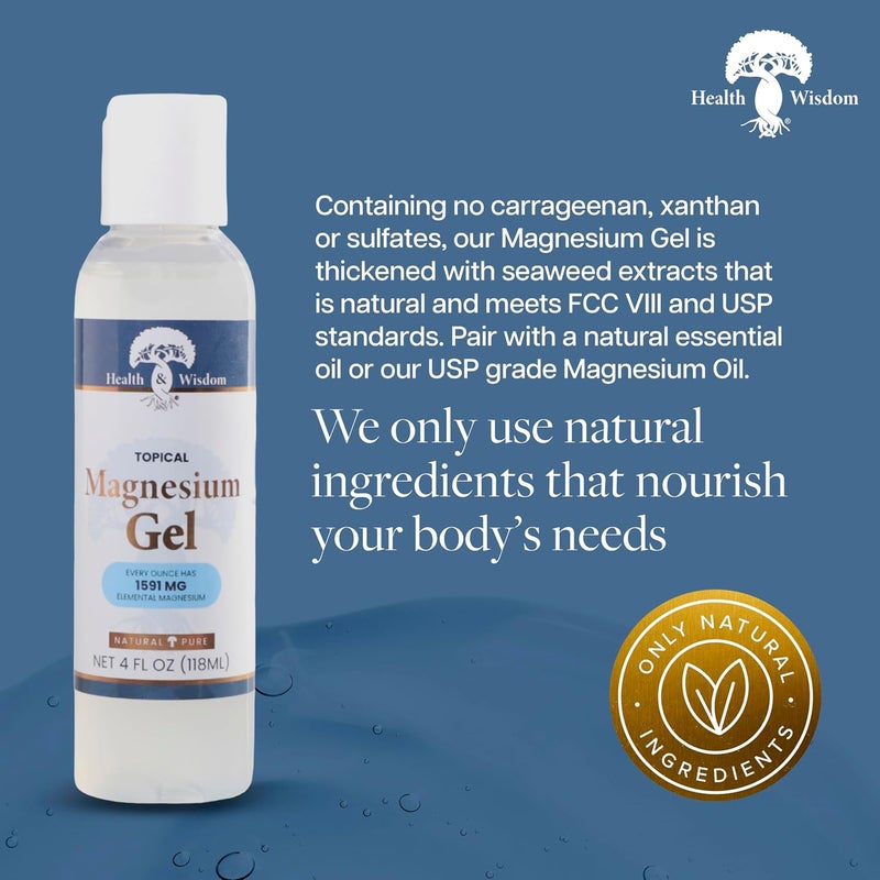 Health and Wisdom Magnesium Gel with Seaweed Extract - 4 oz Rejuvenating Moisturizer for Dry and Sensitive Skin - Image 3