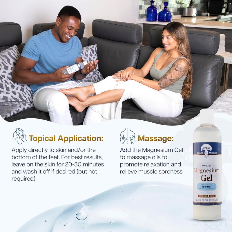 Health and Wisdom Magnesium Gel with Seaweed Extract - 4 oz Rejuvenating Moisturizer for Dry and Sensitive Skin - Image 4