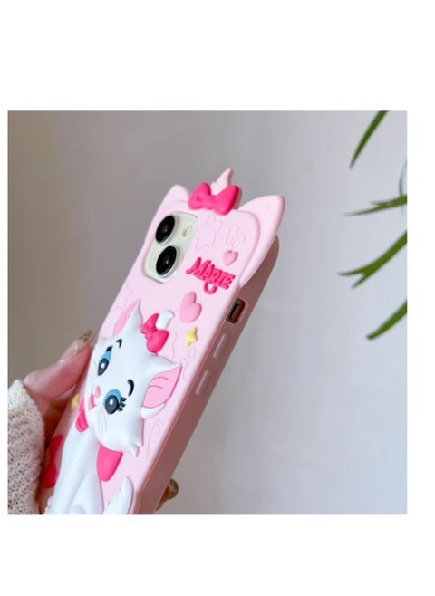 3D Cartoon Mary Kitty View Case, Premium Silicone Case Compatible with 13 pro max