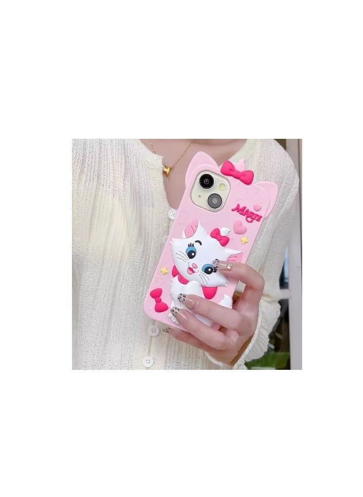 3D Cartoon Mary Kitty View Case, Premium Silicone Case Compatible with 13 pro max
