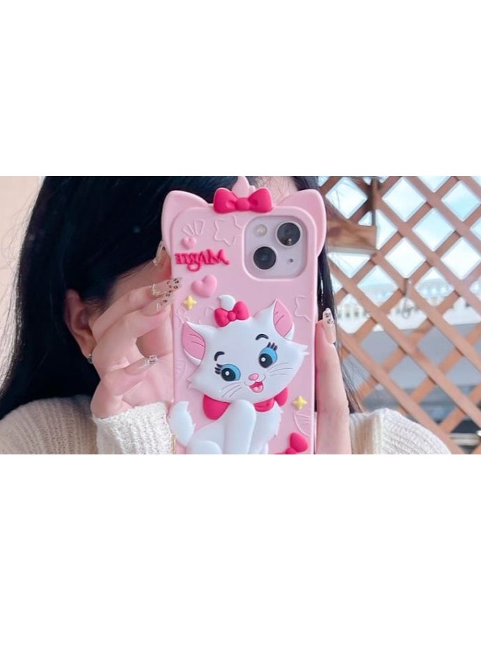 3D Cartoon Mary Kitty View Case, Premium Silicone Case Compatible with 13 pro max