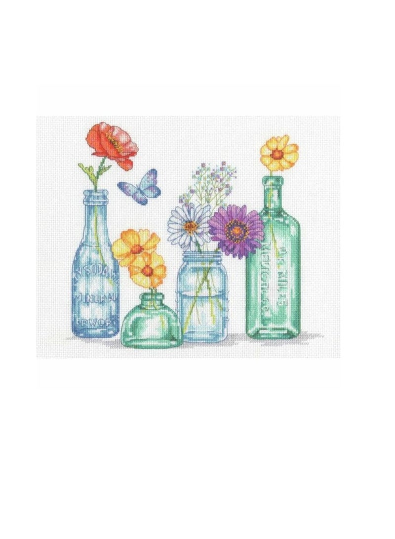 وايلدفلاور عد مجموعة الغرز المتقاطعة 12in x10in برطمانات الزهور البرية - Image 2