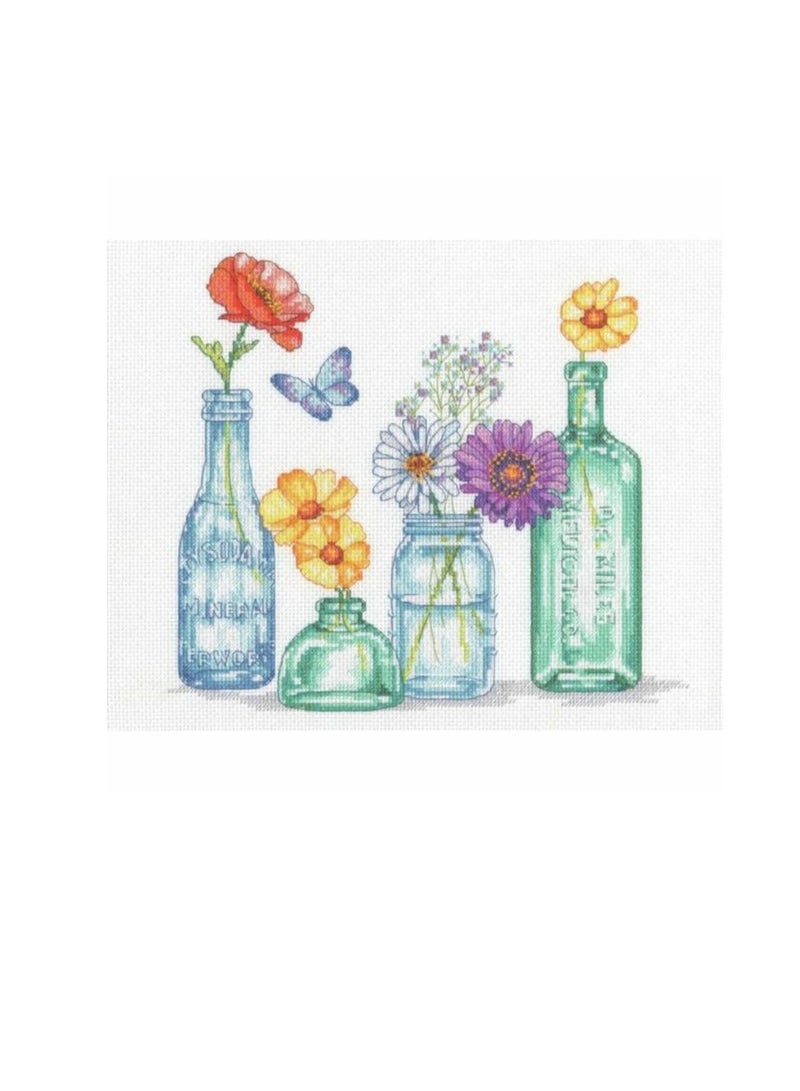 وايلدفلاور عد مجموعة الغرز المتقاطعة 12in x10in برطمانات الزهور البرية - Image 3