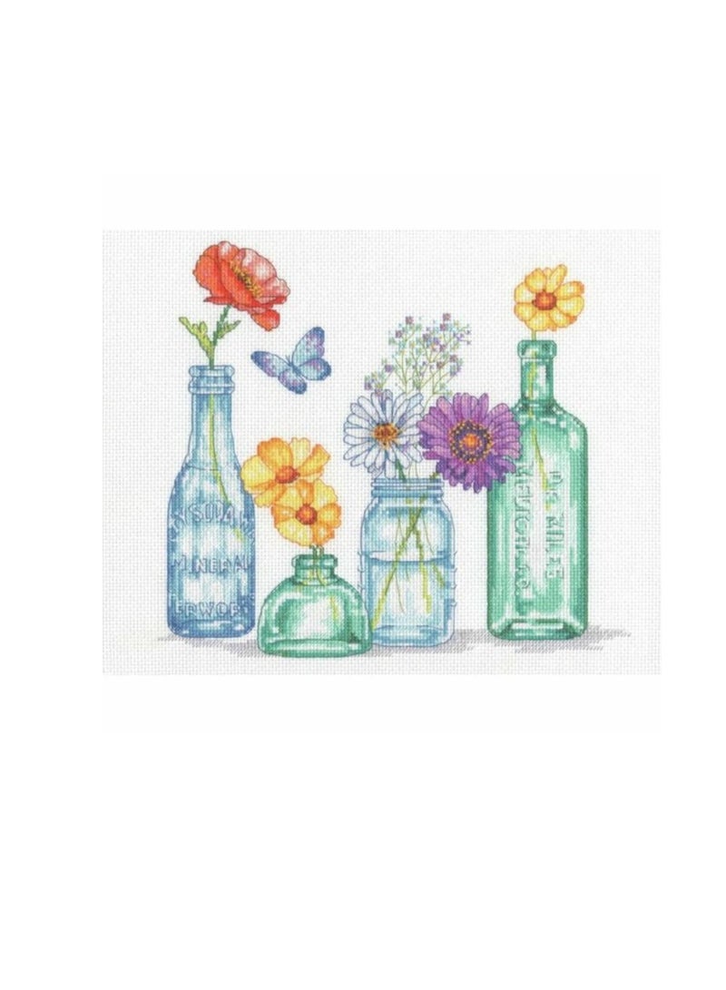 وايلدفلاور عد مجموعة الغرز المتقاطعة 12in x10in برطمانات الزهور البرية - Image 1