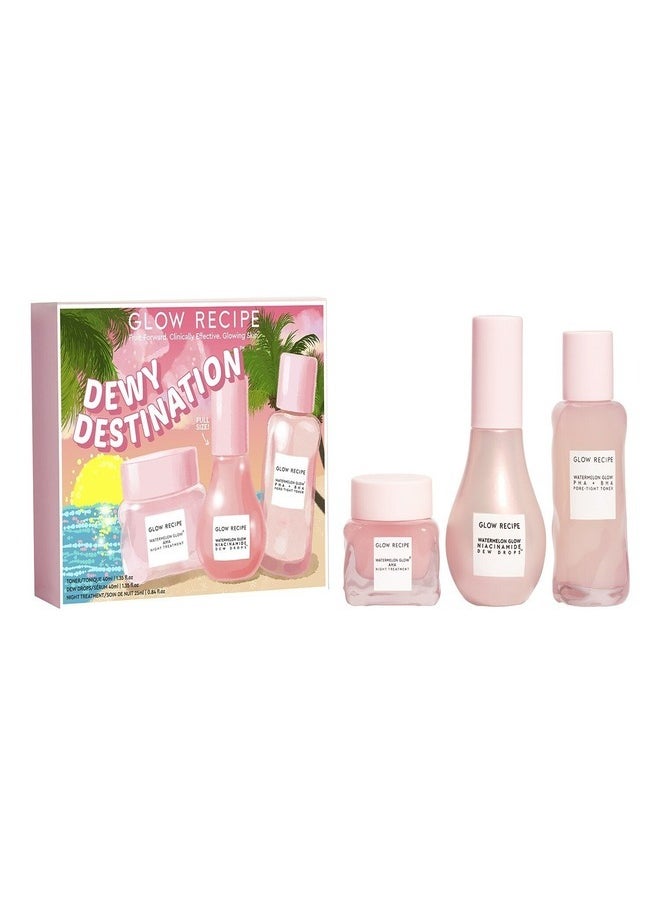 GLOW RECIPE - Glow Recipe Dewy Destination Skincare Set – Travel-Friendly Trio for Ultimate Hydration & Radiance with Watermelon Glow Niacinamide Dew Drops (40ml),  Hyaluronic Serum (40ml), and Avocado Ceramide Recovery Serum (25ml) - Image 1