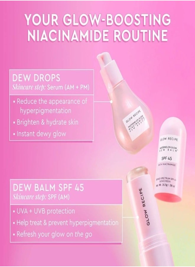 GLOW RECIPE - Glow Recipe Dewy Destination Skincare Set – Travel-Friendly Trio for Ultimate Hydration & Radiance with Watermelon Glow Niacinamide Dew Drops (40ml),  Hyaluronic Serum (40ml), and Avocado Ceramide Recovery Serum (25ml) - Image 1