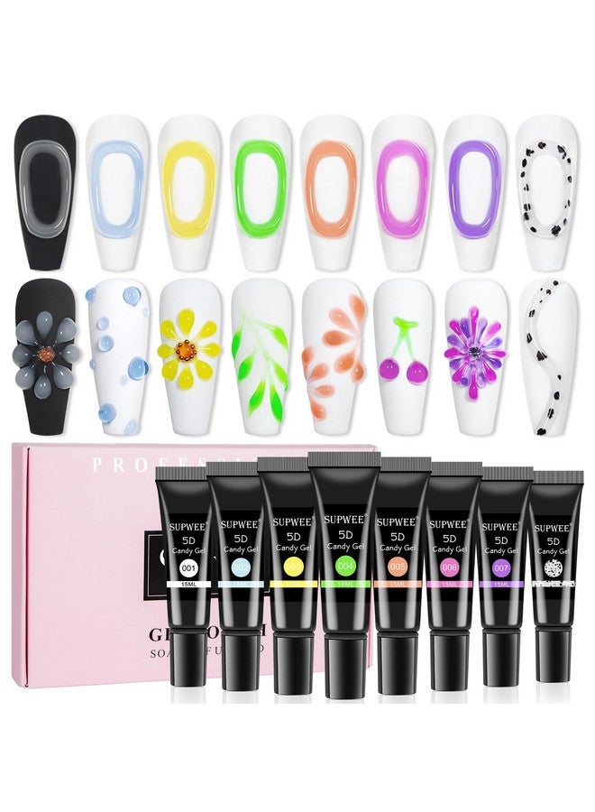 سوبوي 3D مسمار الفن هلام النحت هلام لمسمار الفن تصميم 8 ألوان واضح الأبيض النقش أنبوب هلام الأظافر لنحت النمذجة اللوحة رسم مسمار هلام المنزل DIY مسمار مانيكير - Image 1