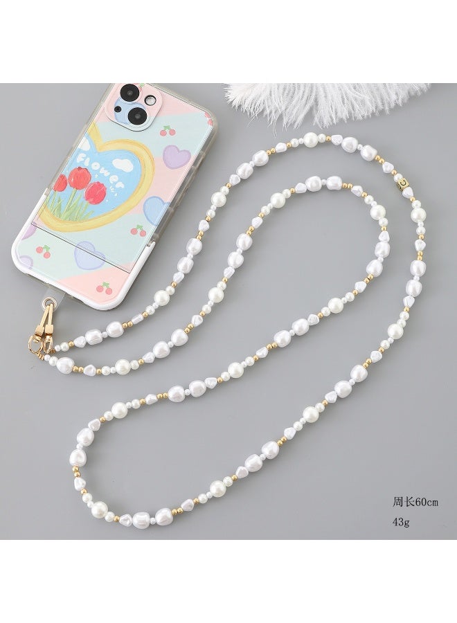 NIBEMINENT Phone Charm/ Chain Strap for Women Girls,K3283 Hand Strung Pearls Cell Phone Case Lanyard Wrist Strap