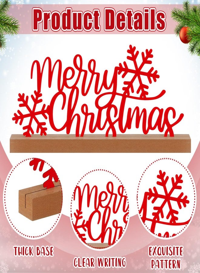 Yaocom 13.78 Inch Merry Christmas Table Sign Xmas Metal Letter Decor Christmas Freestanding Tabletop Decoration with Wooden Base for Home Tiered Tray Centerpiece Mantel Shelf Fireplace - Image 5