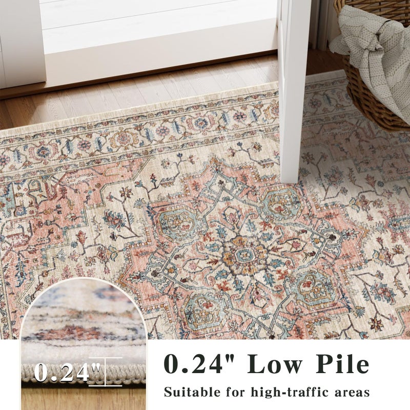 NakedCloud 8x10 Area Rugs for Living Room Ultra-Soft Washable Rug Vintage Distressed Boho Area Rug, Non-Slip Low Pile Stain Resistant Carpet for Bedroom Dining Room Kitchen Office - Image 5