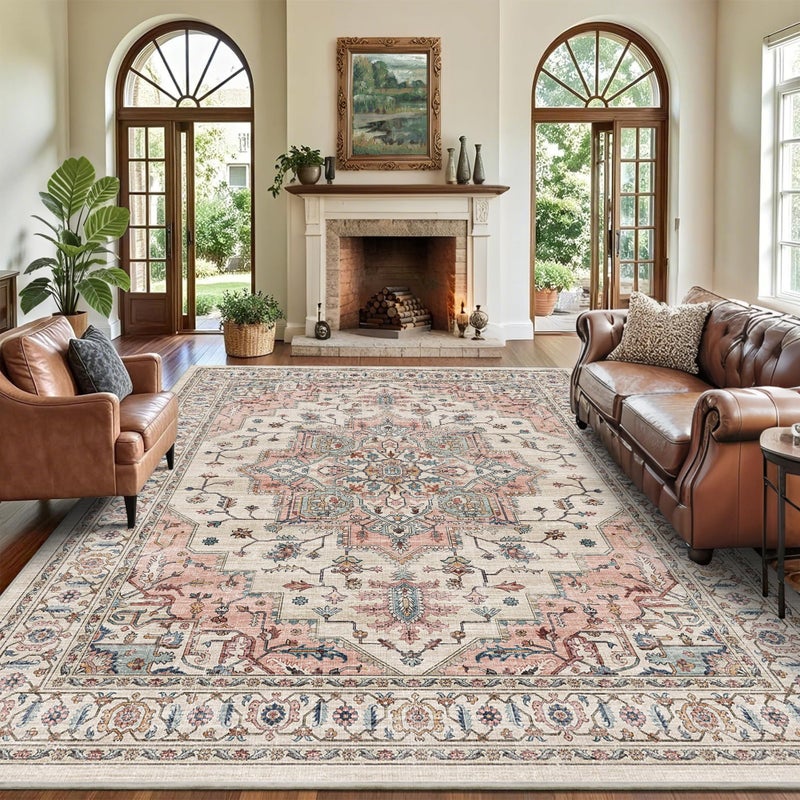 NakedCloud 8x10 Area Rugs for Living Room Ultra-Soft Washable Rug Vintage Distressed Boho Area Rug, Non-Slip Low Pile Stain Resistant Carpet for Bedroom Dining Room Kitchen Office - Image 2