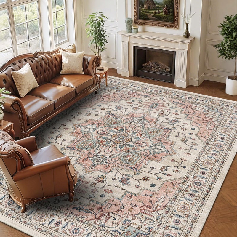 NakedCloud 8x10 Area Rugs for Living Room Ultra-Soft Washable Rug Vintage Distressed Boho Area Rug, Non-Slip Low Pile Stain Resistant Carpet for Bedroom Dining Room Kitchen Office - Image 1