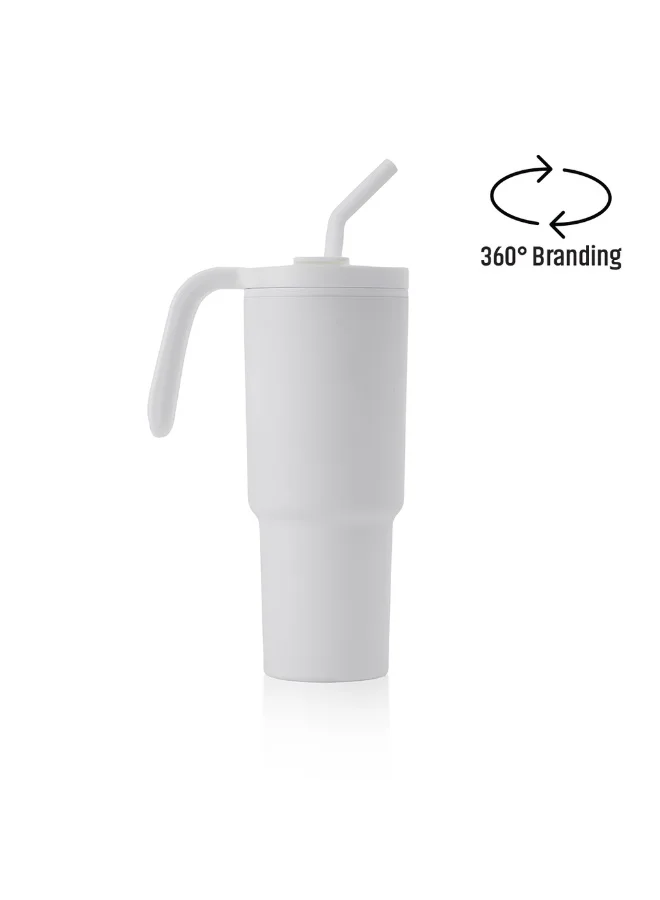 Hans Larsen Hans Larsen Forza 360 Recycled Stainless Steel Tumbler Eco-Friendly Spill-Proof Tumbler with 360° Branding Best for Men Women &amp; Kids - 900 ml White