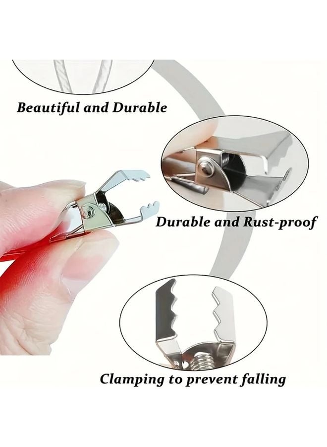 6pcs Stainless Steel Towel Clips Easy Install Metal Drying Rack Hooks Multifunctional Kitchen Bathroom Storage Silvery - Image 3