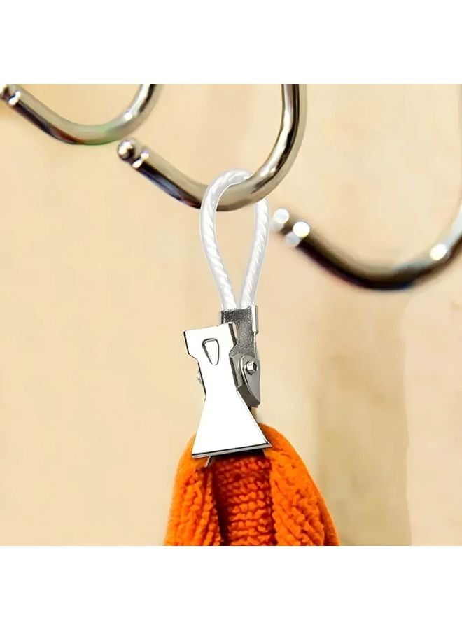 6pcs Stainless Steel Towel Clips Easy Install Metal Drying Rack Hooks Multifunctional Kitchen Bathroom Storage Silvery - Image 5