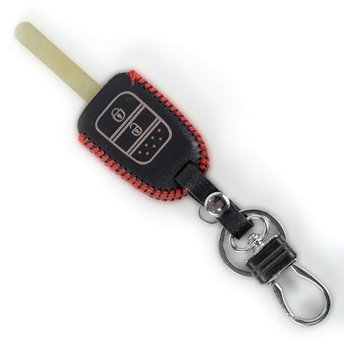 Aliens World Leather Car Key Cover with Key Chain for Honda City I-Vtech, I-Dtech (Black) - Image 1