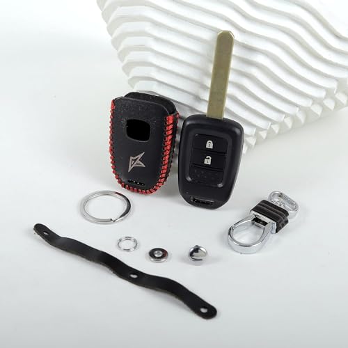 Aliens World Leather Car Key Cover with Key Chain for Honda City I-Vtech, I-Dtech (Black) - Image 5
