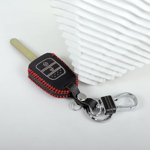 Aliens World Leather Car Key Cover with Key Chain for Honda City I-Vtech, I-Dtech (Black) - Image 3