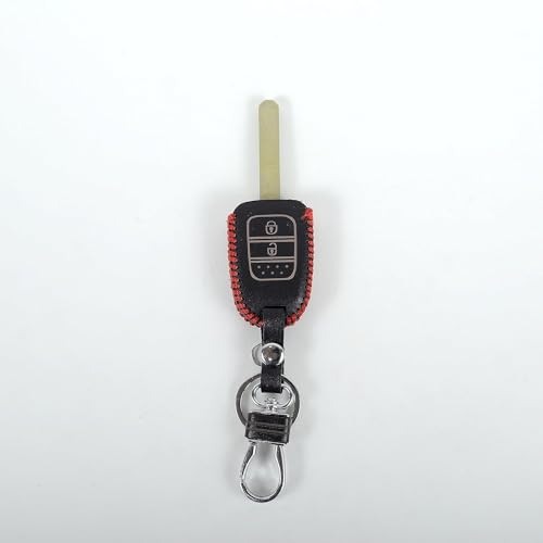 Aliens World Leather Car Key Cover with Key Chain for Honda City I-Vtech, I-Dtech (Black) - Image 4
