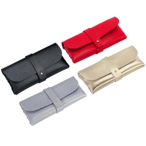 MAYCREATE® Specs Case, 4pcs Spectacle Sunglasses Case, Soft PU Leather Sunglass Sunglasses Cover Organizer Cases, Travel Eyewear Holder, Multipurpose Storage Pouch - Image 1