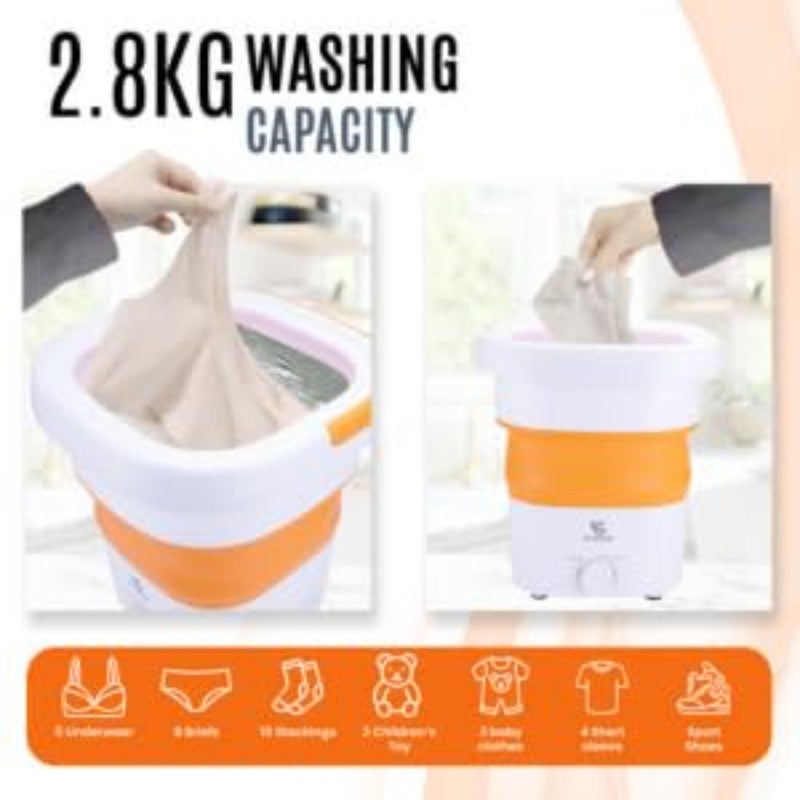 Portable Folding Washing Machine with Spin Dryer, Mini Washer for Baby Clothes, Underwear, Socks, Camping, Travelling - Image 2
