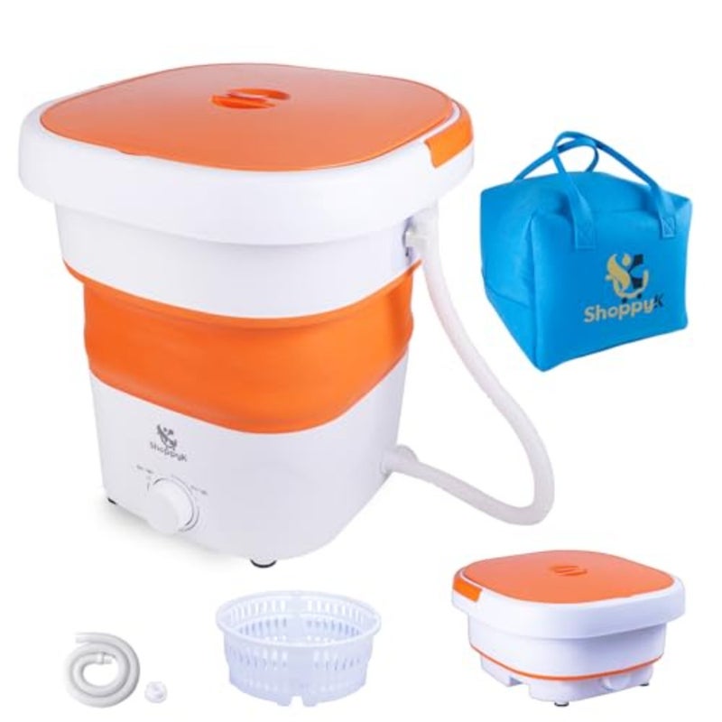 Portable Folding Washing Machine with Spin Dryer, Mini Washer for Baby Clothes, Underwear, Socks, Camping, Travelling - Image 1