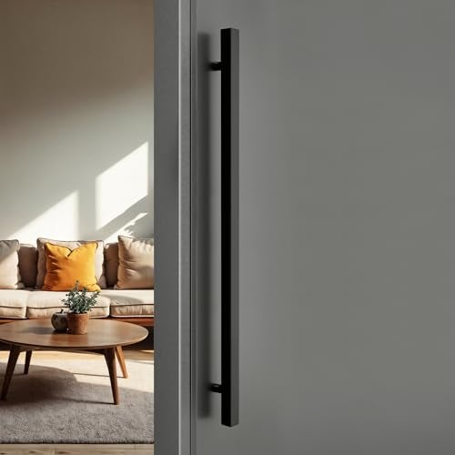 LAPO 36 inch Stainless Steel Square Door Handle for Main Door, Wooden & Glass Door Pull Push Handle, Main Door Handle (Hole to Hole Size 610 mm,Pack of 1) Black Finish | 3 Years Warranty - Image 1