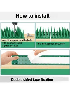 MLADEN Bird Spikes,10 Pack Bird Deterrent Spikes Bird Nails for Small Birds Pigeon Raccoon Squirrel Crow,Bird Defender Spikes for Outside to Keep Birds Away, Plastic Fence Nails for Railings and Roof,Green  - Image 3