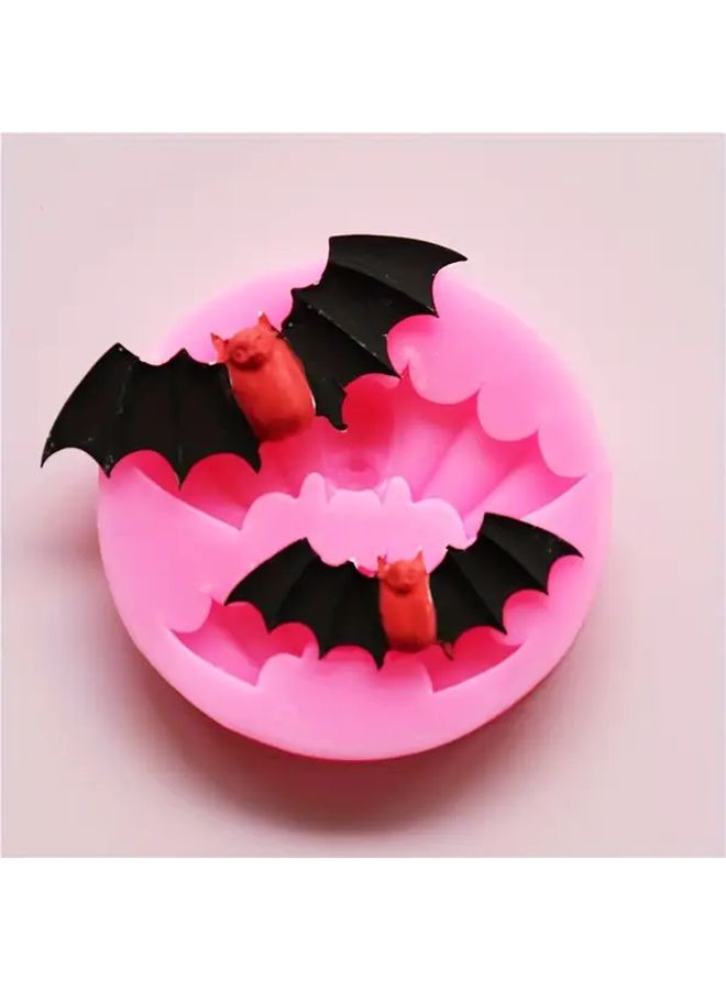 Halloween Bat Shaped Chocolate Mold Two Bats Round Food Grade DIY Baking - Image 2