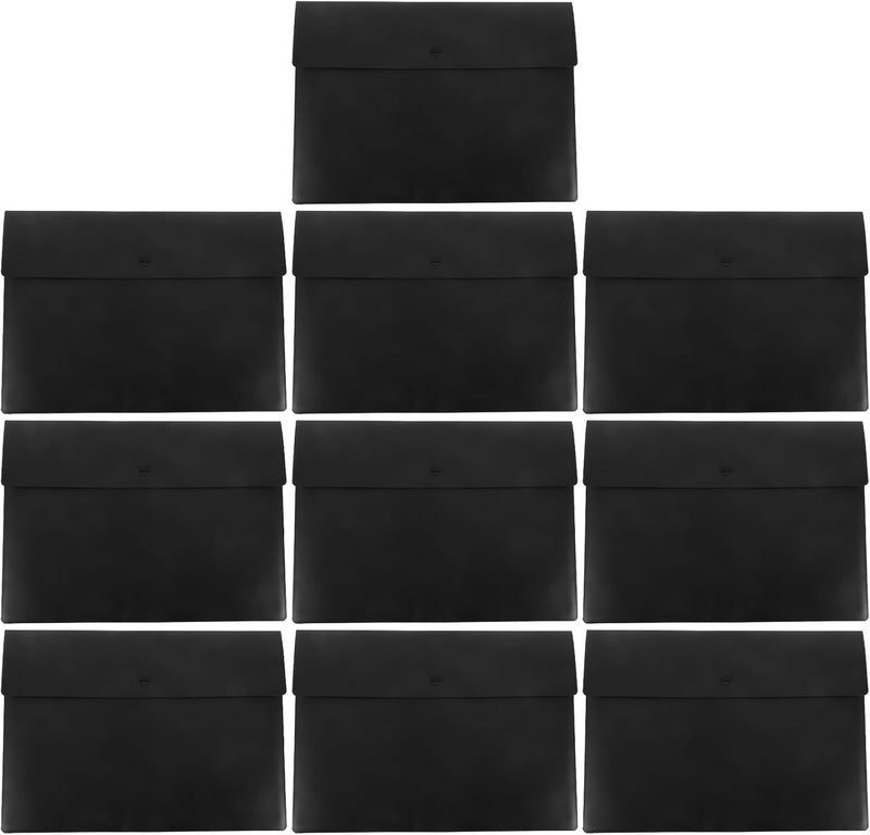 10pcs A4 Document Folder File Bags with Snap Closure, Thickened Waterproof Plastic Pouch for Office Business Filing and Document Storage - Image 1
