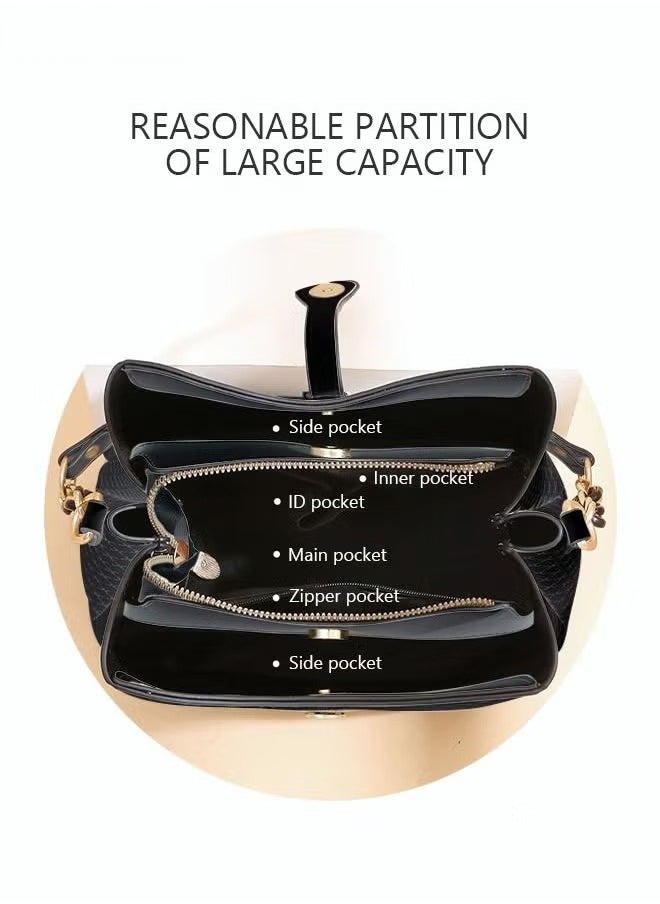 Canway - PU Leather Handbag Large Capacity Shoulder Bag for Women Black - Image 1