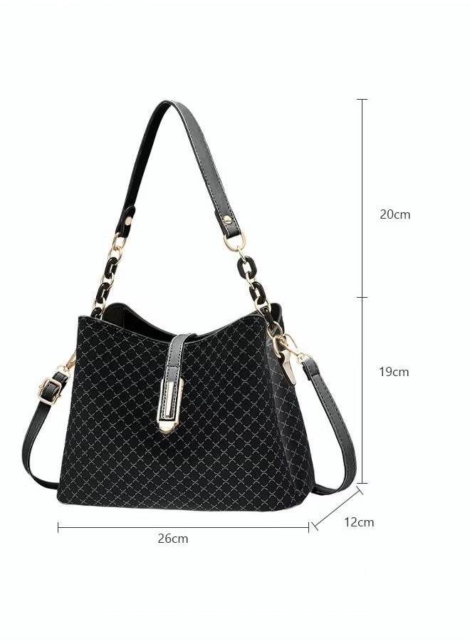 Canway - PU Leather Handbag Large Capacity Shoulder Bag for Women Black - Image 1