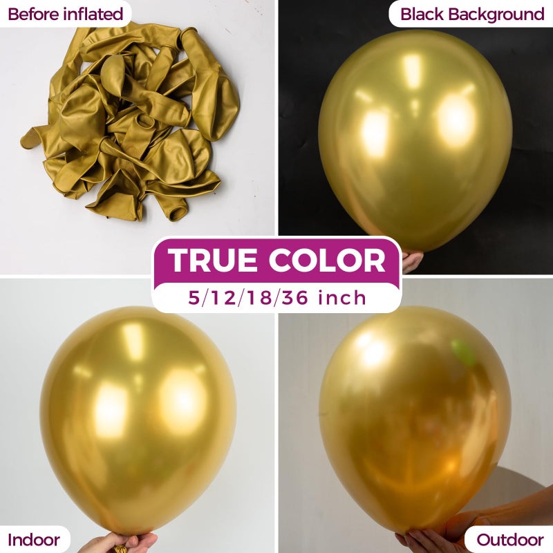 Bezente Metallic Gold Balloons Latex Balloons - 150 Pack 5 inch Chrome Gold Helium Balloons for Wedding Birthday Bridal Shower Graduation Christmas Party Decorations - Image 2