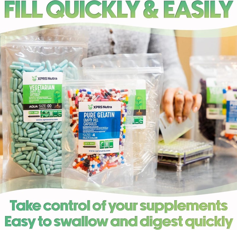 XPRS Nutra Size 00 Empty Capsules - 1000 Count Empty Gelatin Capsules - Empty Pill Capsules - DIY Capsule Filling - Fillable Pill Capsules Empty Gel Caps (Clear) - Image 2