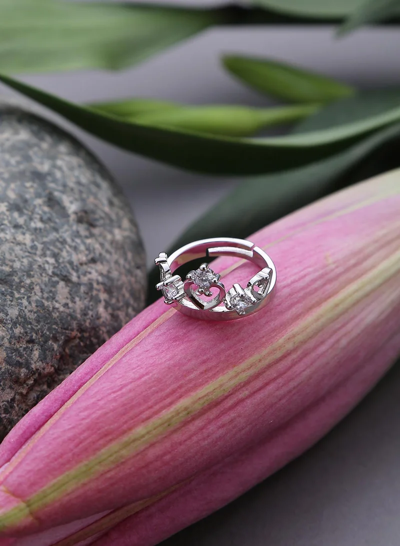 SOHI White Stones-Studded Adjustable Artificial Finger Ring Jewellery