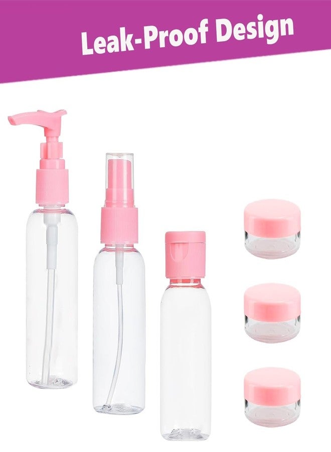 KriVat 7pcs Travel Bottles for Toiletries | Refillable Empty Mini Small Container Travelling Kit Set for Shampoo, Cosmetics & Other Essentials - with Pouch Random Colours - Image 5
