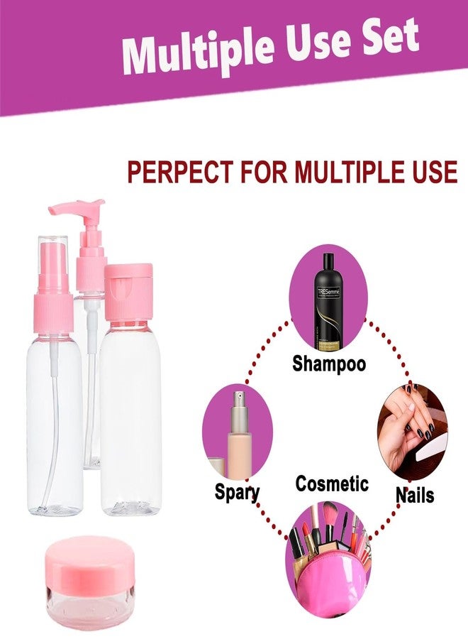 KriVat 7pcs Travel Bottles for Toiletries | Refillable Empty Mini Small Container Travelling Kit Set for Shampoo, Cosmetics & Other Essentials - with Pouch Random Colours - Image 3