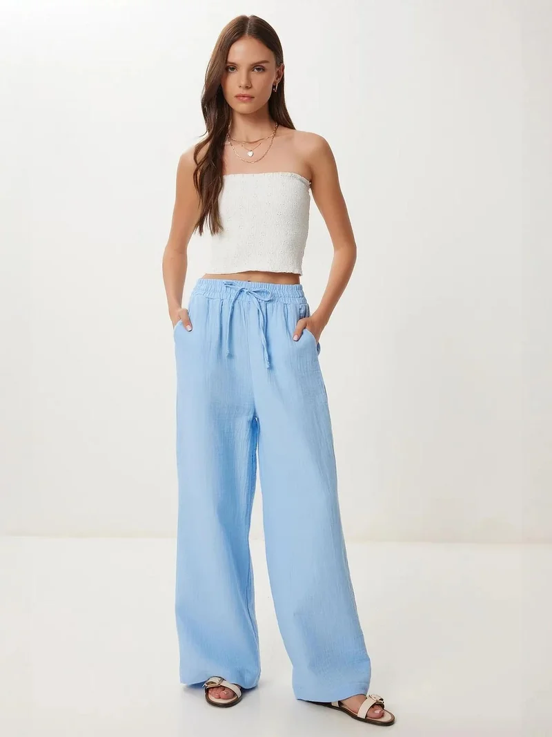 السعادة في إسطنبول ISTANBUL Wide Leg Drawstring Waist Pants with Binding Detail
