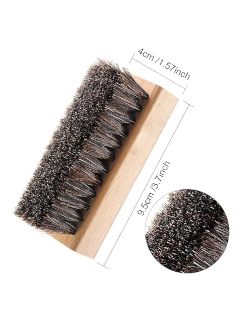 3Pcs Sneaker Shoe Cleaner Brush Set, Shoes Clean Brush Kit Both Horsehair and Plastic Bristles with Microfiber Cloth