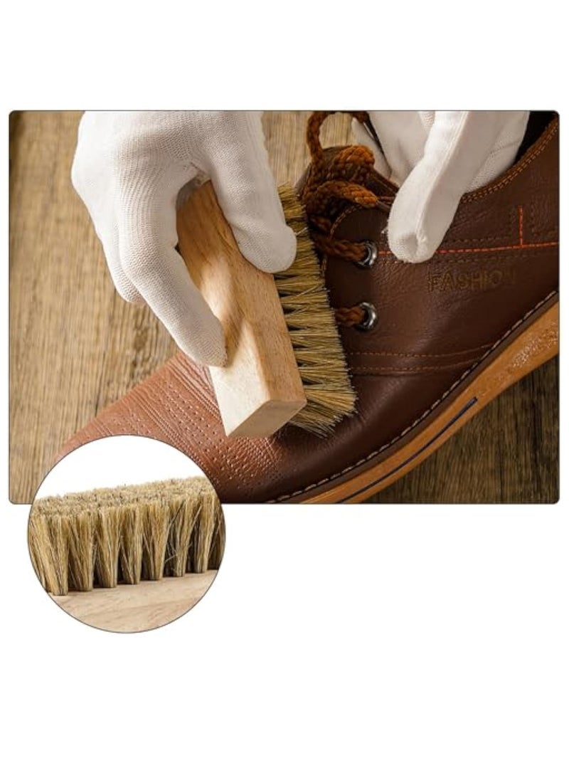 3Pcs Sneaker Shoe Cleaner Brush Set, Shoes Clean Brush Kit Both Horsehair and Plastic Bristles with Microfiber Cloth