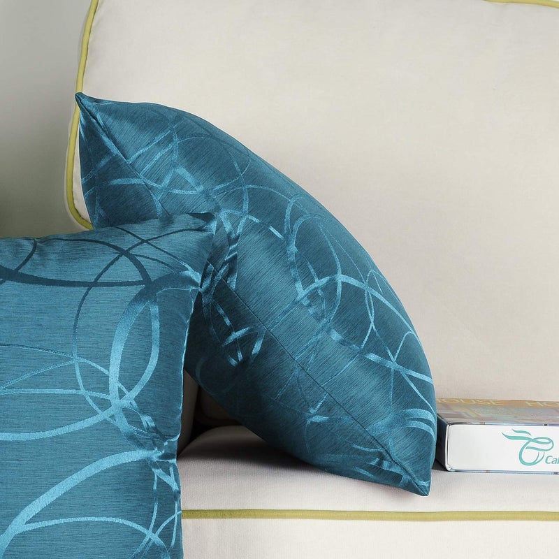 CaliTime CaliTime Throw Pillow Covers Pack of 2 Modern Shining & Dull Contrast Circles Rings Accent Geometric Cushion Cases Shells for Couch Sofa Home Decor 18 X 18 Inches Ocean Blue  - Image 5