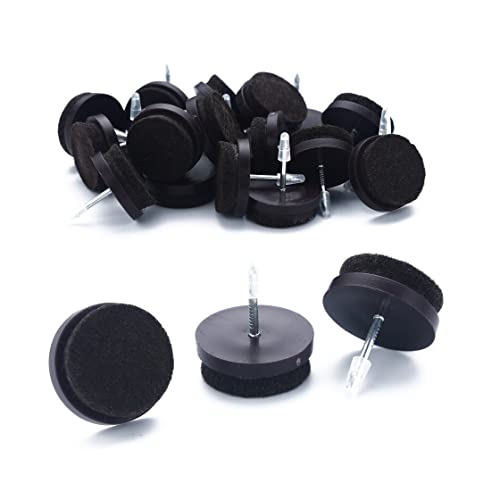 Furnigear Furniture Felt Pads Nail-on Heavy Duty Felt Pad Chair Sliders Round Chair Leg Floor Protectors 1" Furniture Leg Protector 24 Pack - Image 1