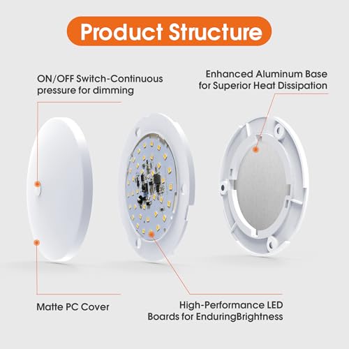 GZV RV Interior Lights, RV LED Ceiling Puck Light, 4 Pack 4.5 Inch 12V, RV Boat Interior Lighting, Dimmable Light for Camper Travel Trailer Motorhome(4000K with Nature White) - Image 5