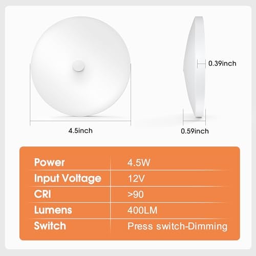 GZV RV Interior Lights, RV LED Ceiling Puck Light, 4 Pack 4.5 Inch 12V, RV Boat Interior Lighting, Dimmable Light for Camper Travel Trailer Motorhome(4000K with Nature White) - Image 3