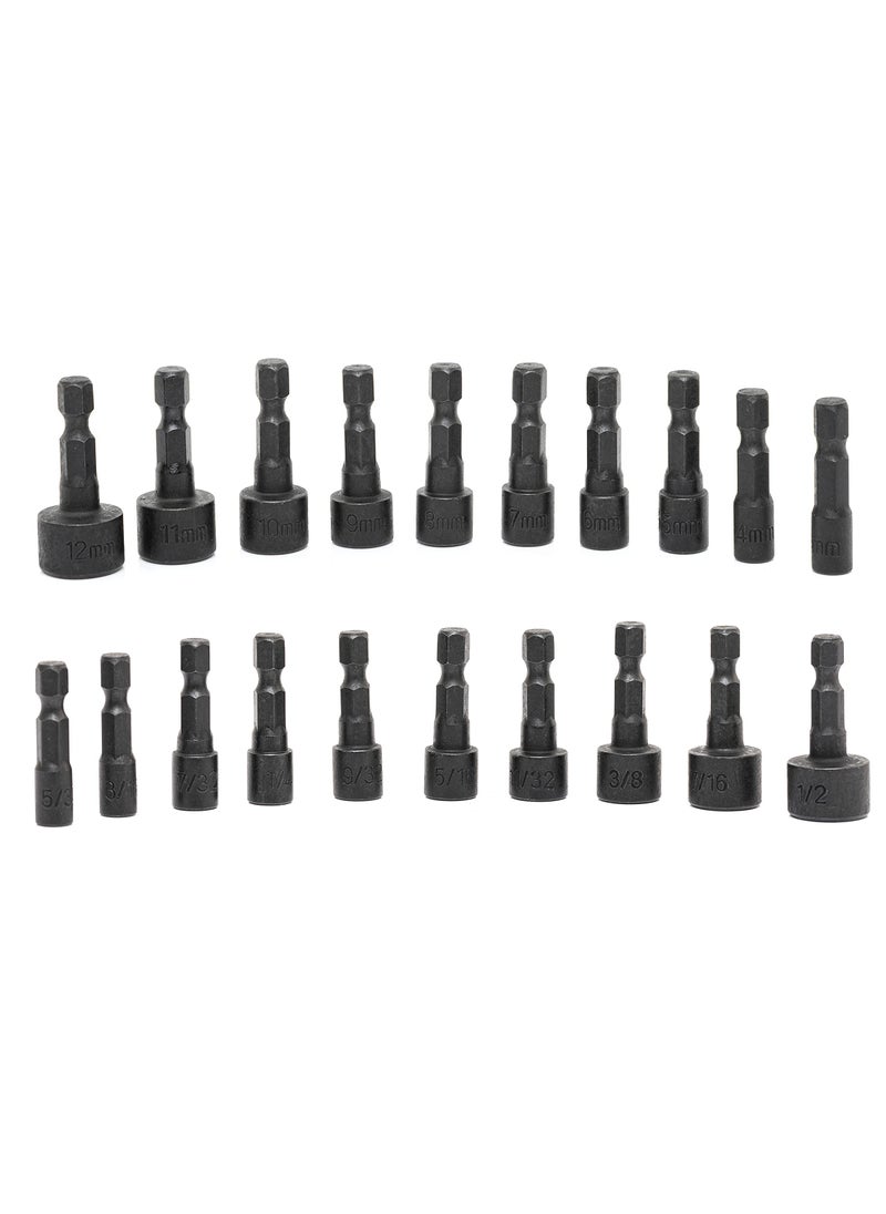 Neiko NEIKO 10068A Nut Driver Set, For Impact Drill and Driver, 20 Piece, 1/4” Hex Small Nut Driver Bit Set, Metric and Standard, 4-12 mm & 5/32”-1/2”, CR-V Steel, Nutsetter Driver Bits  - Image 2
